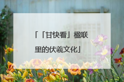「甘快看」楹联里的伏羲文化