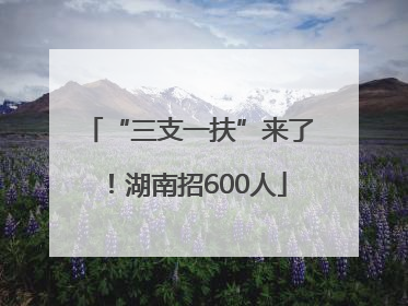 “三支一扶”来了！湖南招600人