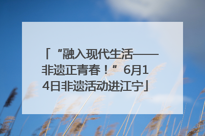 “融入现代生活——非遗正青春！”6月14日非遗活动进江宁