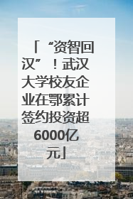 “资智回汉”！武汉大学校友企业在鄂累计签约投资超6000亿元