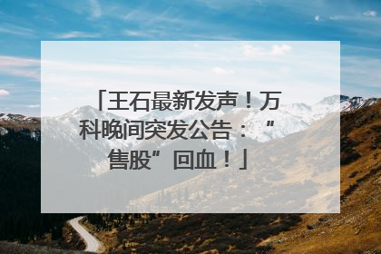 王石最新发声！万科晚间突发公告：“售股”回血！