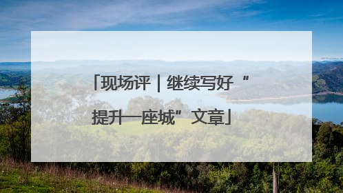 现场评｜继续写好“提升一座城”文章