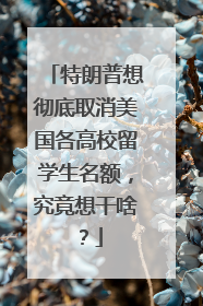特朗普想彻底取消美国各高校留学生名额，究竟想干啥？