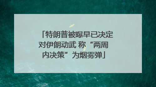 特朗普被曝早已决定对伊朗动武 称“两周内决策”为烟雾弹