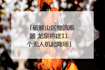破解山区物流难题 龙泉将建11个无人机起降场