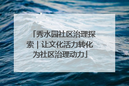 秀水园社区治理探索｜让文化活力转化为社区治理动力