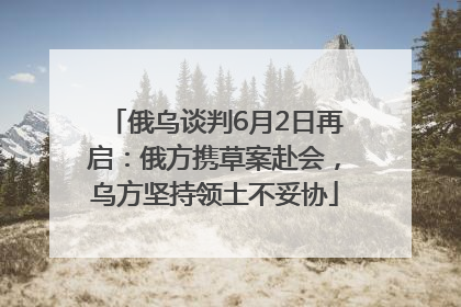 俄乌谈判6月2日再启：俄方携草案赴会，乌方坚持领土不妥协