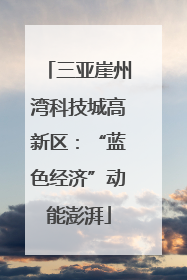 三亚崖州湾科技城高新区：“蓝色经济”动能澎湃