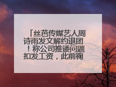 丝芭传媒艺人周诗雨发文解约退团！称公司推诿问题扣发工资，此前鞠婧祎、赵粤等多名艺人解约