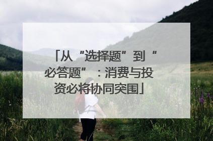 从“选择题”到“必答题”：消费与投资必将协同突围