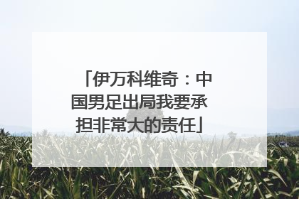 伊万科维奇：中国男足出局我要承担非常大的责任