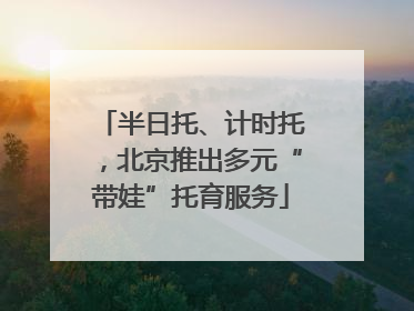 半日托、计时托，北京推出多元“带娃”托育服务