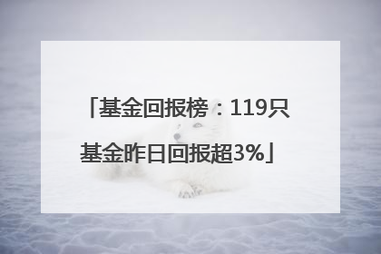 基金回报榜：119只基金昨日回报超3%