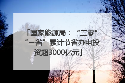 国家能源局：“三零”“三省”累计节省办电投资超3000亿元