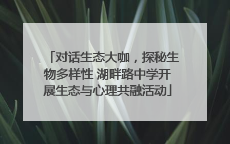 对话生态大咖，探秘生物多样性 湖畔路中学开展生态与心理共融活动