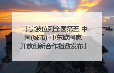 宁波位列全国第五 中国(城市)-中东欧国家开放创新合作指数发布