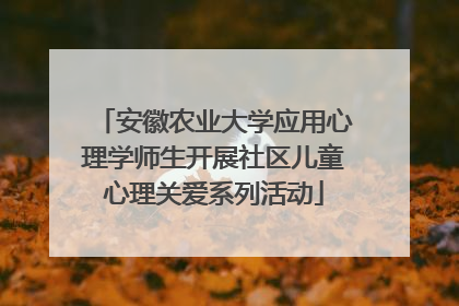 安徽农业大学应用心理学师生开展社区儿童心理关爱系列活动
