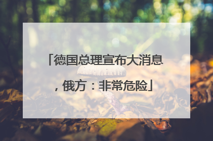德国总理宣布大消息，俄方：非常危险