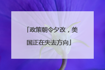 政策朝令夕改，美国正在失去方向