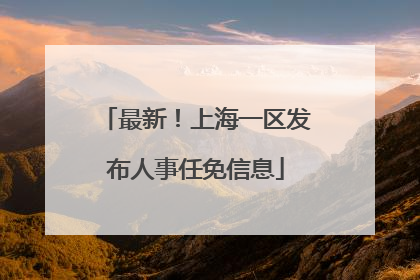 最新！上海一区发布人事任免信息