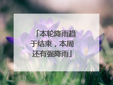 本轮降雨趋于结束，本周还有强降雨
