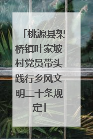 桃源县架桥镇叶家坡村党员带头践行乡风文明二十条规定
