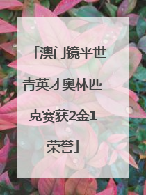 澳门镜平世青英才奥林匹克赛获2金1荣誉