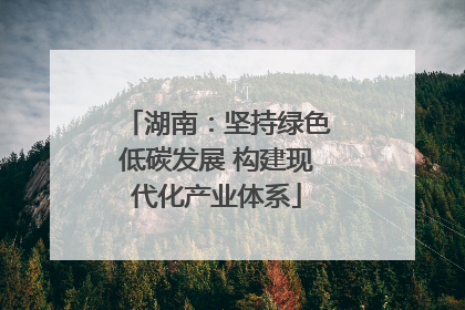 湖南：坚持绿色低碳发展 构建现代化产业体系
