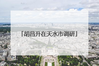胡昌升在天水市调研