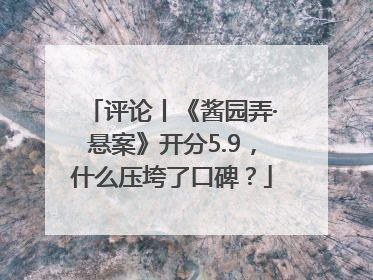 评论丨《酱园弄·悬案》开分5.9，什么压垮了口碑？
