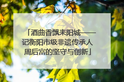 酒曲香飘耒阳城——记衡阳市级非遗传承人周后富的坚守与创新