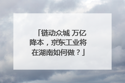 链动众城 万亿降本，京东工业将在湖南如何做？