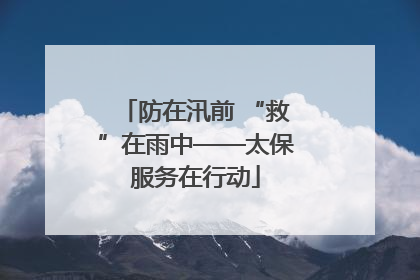 防在汛前 “救”在雨中——太保服务在行动