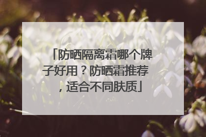 防晒隔离霜哪个牌子好用？防晒霜推荐，适合不同肤质