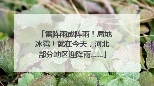 雷阵雨或阵雨！局地冰雹！就在今天，河北部分地区迎降雨……