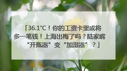 36.1℃！你的工资卡里或将多一笔钱！上海出梅了吗？陆家嘴“开瓶器”变“加湿器”？